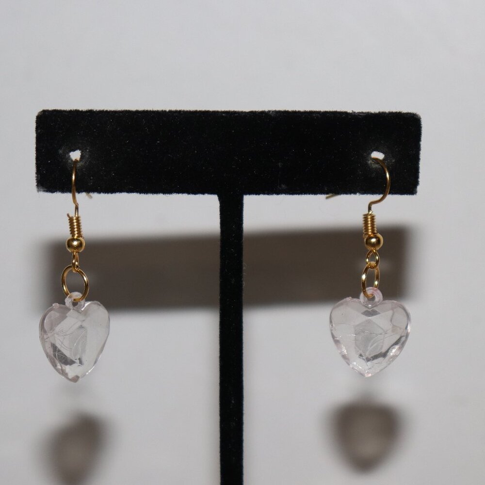 Clear Heart Dangle Earrings | 1.5" Hook | NWOT | Lightweight & Elegant